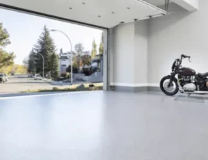 garage floor with open door