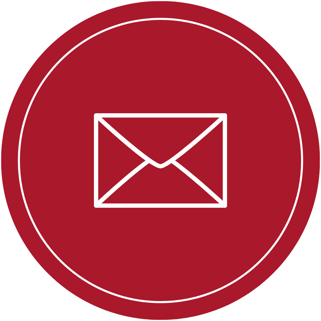 An email icon in a red circle.