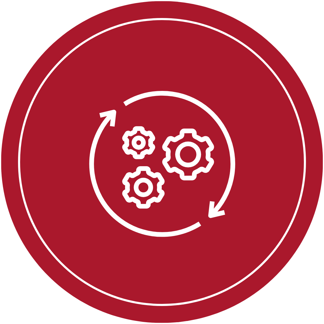 A system icon in a red circle.