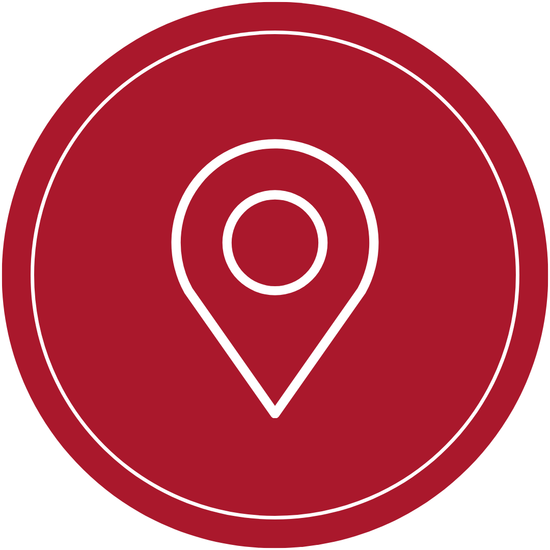 A location icon in a red circle.