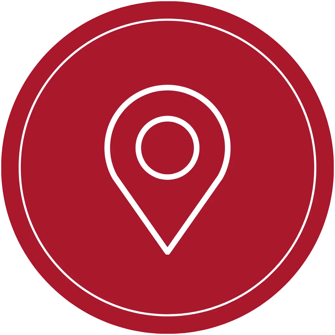 A location icon in a red circle.