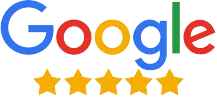 The image showcases the Google logo above five gold stars, symbolizing a five-star rating, perfect for promoting your Franchise on a well-designed Landing Page.