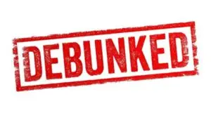floor-coating-myths-debunked | Garage Kings The word "DEBUNKED" is stamped in bold, red, distressed capital letters across a white background, shattering common Garage Floor Myths about floor coating.